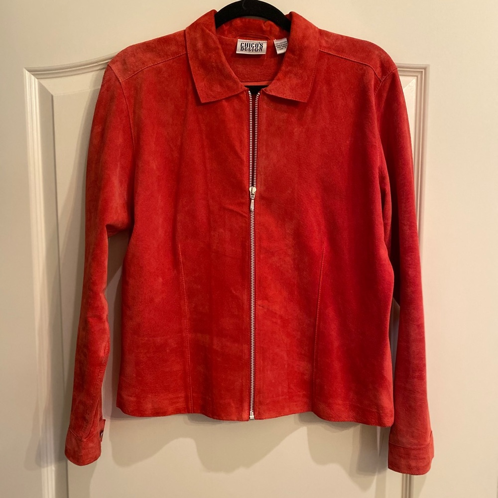 Suede leather zipped jacket